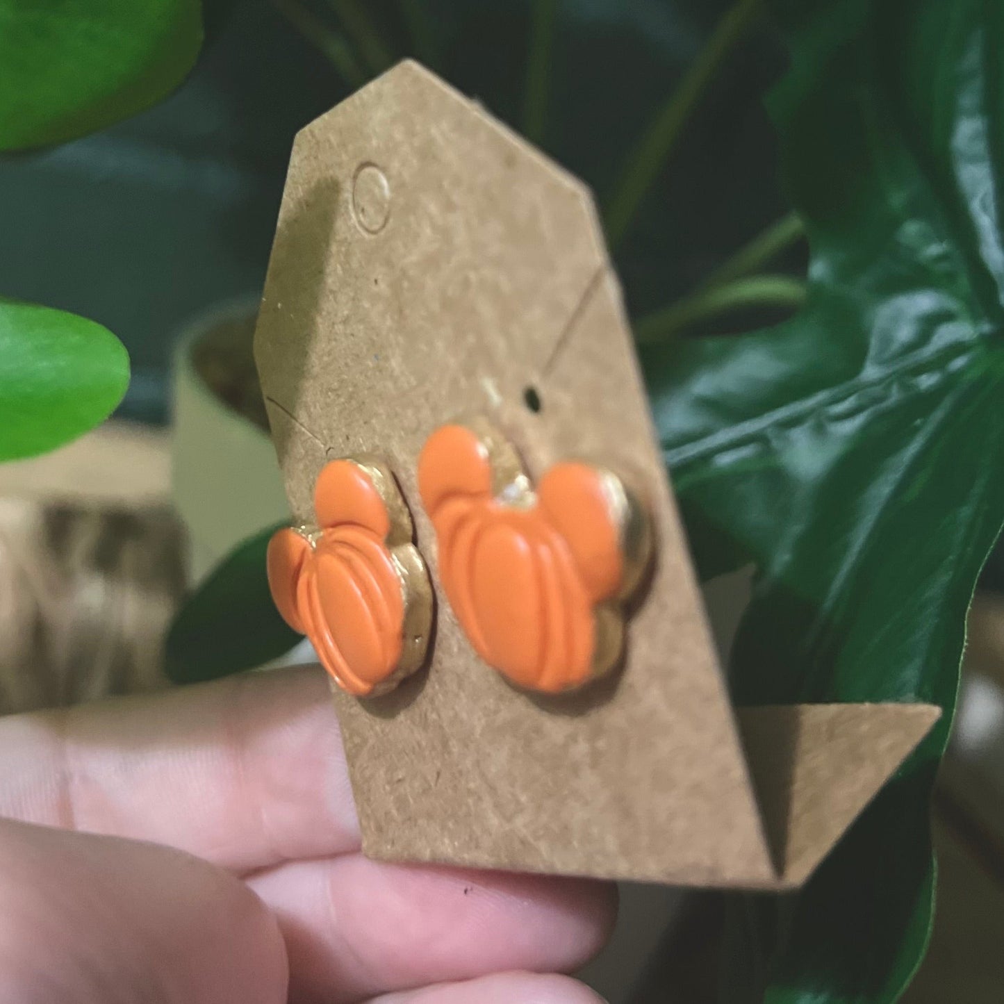 Mouse Pumpkins with Gold Edge | Stud Earrings
