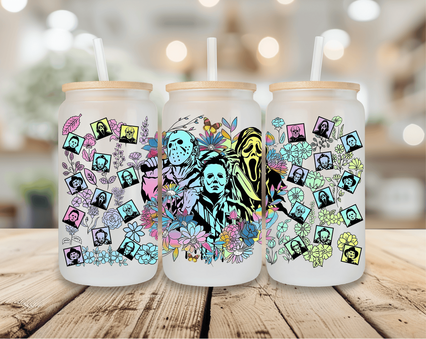 Neon Horror Floral | Frosted Glass