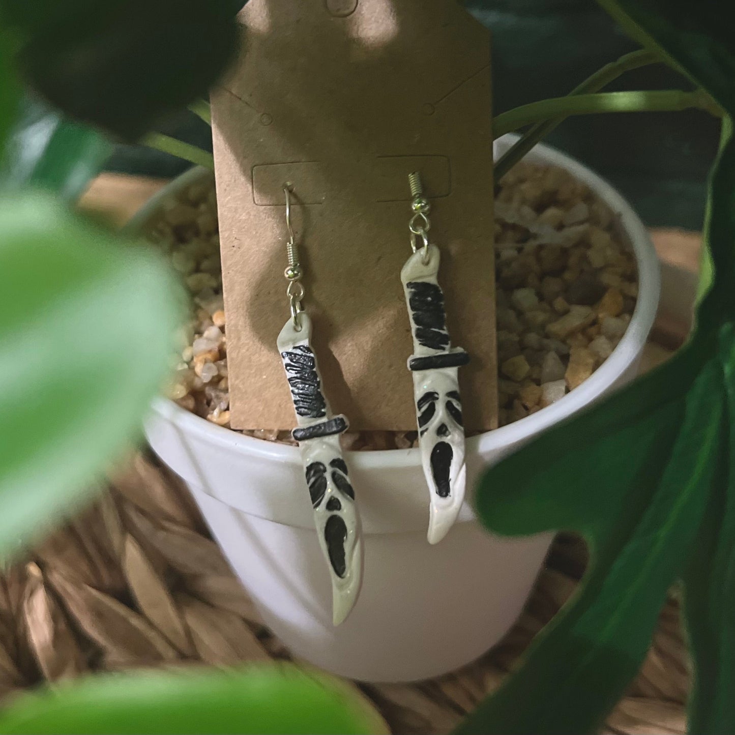 Scream Knife | Silver Dangle Earrings