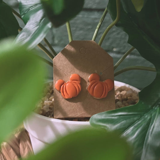 Mouse Pumpkins with Gold Edge | Stud Earrings