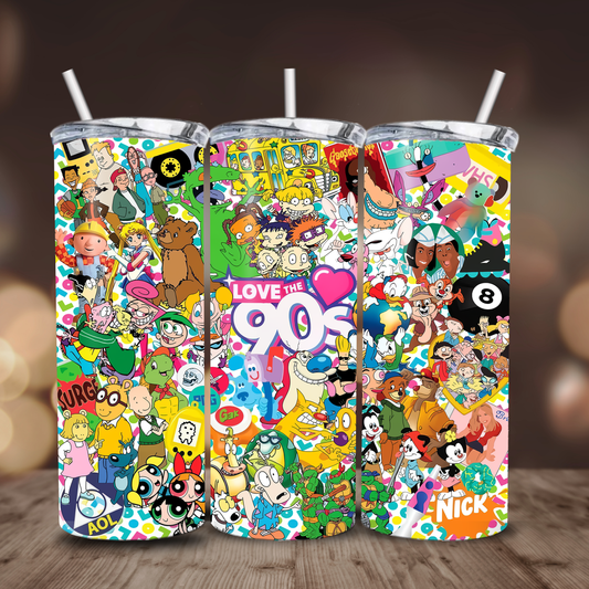 Love the 90s | 20oz Skinny Tumbler | Travel Mug with Straw