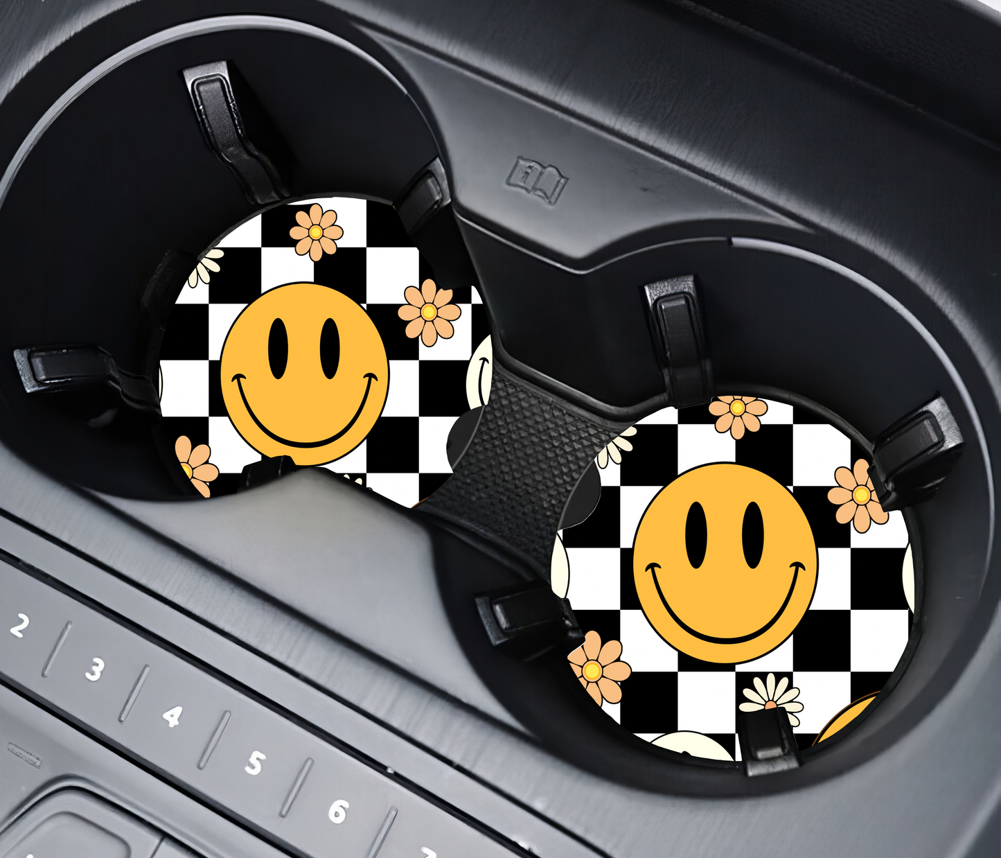 Retro Yellow Smiley Face | Ceramic Car Coaster