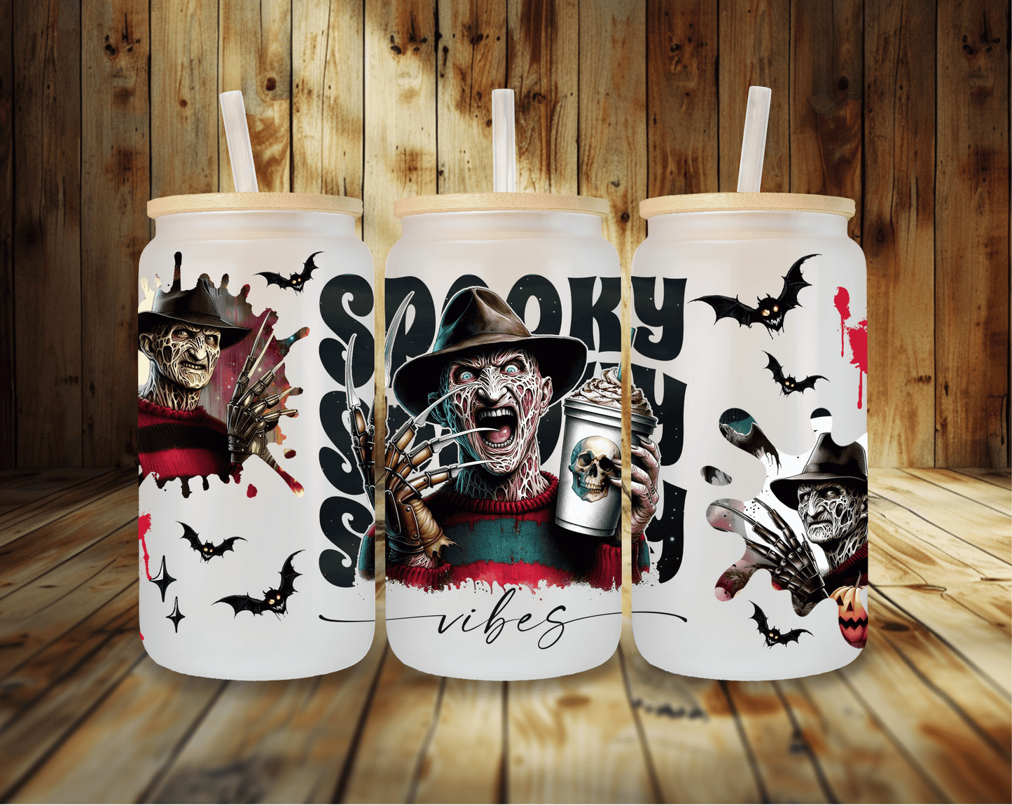 Spooky Vibes Freddy Krueger | Frosted Glass