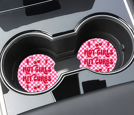 Hot Girls Hit Curbs | Ceramic Car Coaster